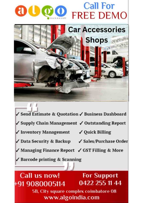 Car Accessories Shops Billing Software in Ariyalur