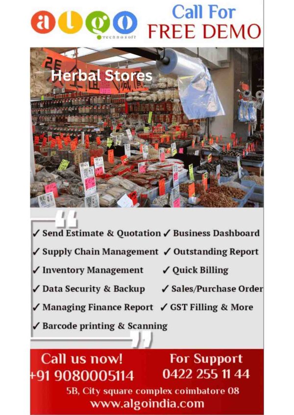 Herbal Stores Billing Software in Cuddalore