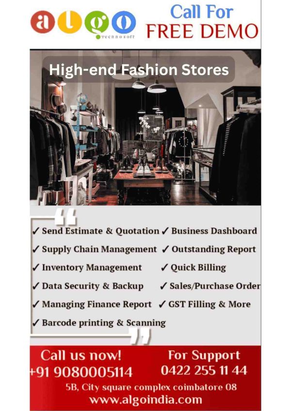 High-end Fashion Stores Billing Software in Cuddalore