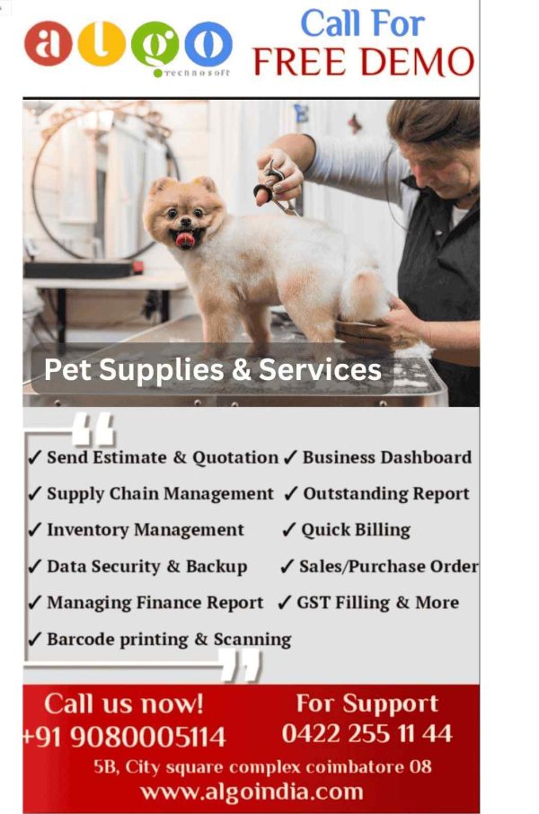 Pet Supplies & Services Billing Software in Karur